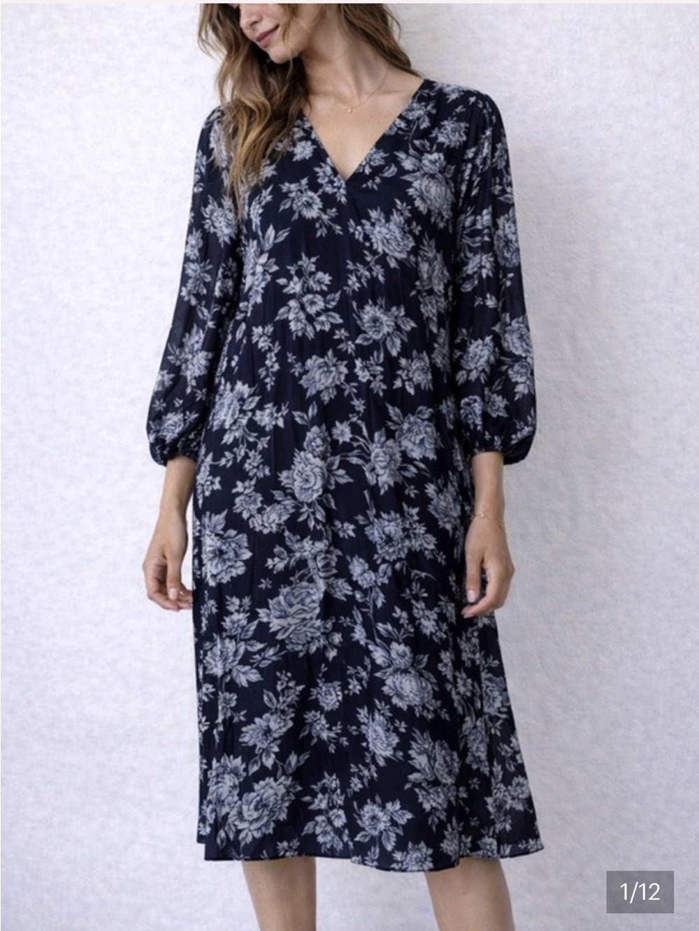 NWOT Jason Wu Black Maxi Dress with White Floral Print
